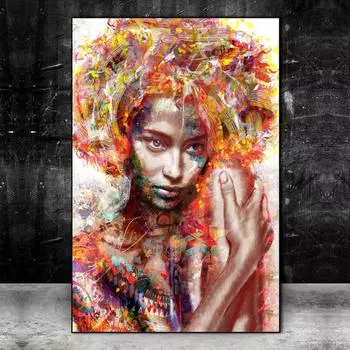 Африканский женский портрет, картины на холсте, настенные художественные постеры и принты, абстрактные граффити, художественные фотографии, украшение для дома 21*30cm