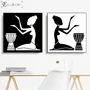 Африканский женский силуэт, винтажные постеры, картина маслом на холсте, настенные художественные фрески, фотографии для украшения гостиной 21cm30cm NoFrame