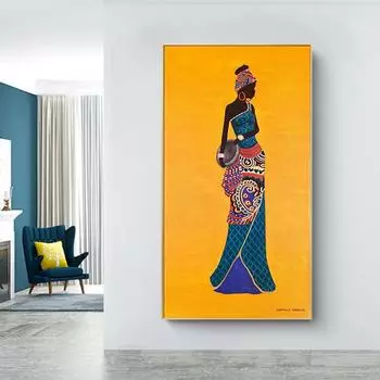 Африканское племя, черная женщина, абстрактная картина на холсте, африканские художественные постеры, принты, куадрос, настенное искусство для крыльца, домашний декор, скандинавский 20cm40cm NoFrame