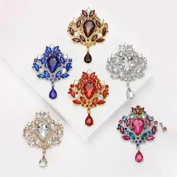 Африканское преувеличение изящная большая стеклянная брошь модная личность женский костюм пальто корсаж украшение булавка