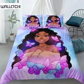 Афро-американские милые девушки балет принцесса танцовщица комплект постельного белья мальчики девочки близнецы размер Queen пододеяльник наволочка кровать дети взрослые 135x200cm 2pcs