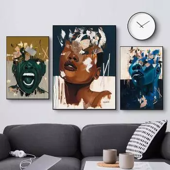 Афроамериканские граффити, африканские женщины, художественные постеры и принты, абстрактные картины на холсте, настенные картины, домашний декор без рамки 21*30cm No Frame