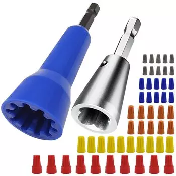 AFUNTA 2 шт. Инструмент для скручивания проводов для сверлильного коннектора, скручиватель гаек для проводов, гнездо для скручивания проводов с 50 шт. изолированных колпачков для проводов