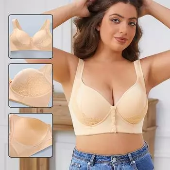 AG Cup 36-50 Супер Большой Размер Большой Размер Майка Тип Большая Чашка Блестящий Кружева Передняя Пряжка Нижнее Белье 36/80AS