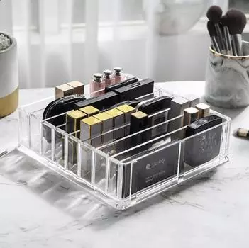 AG Grid Lattice Clear Acrylic Eyeshadow Holder, Makeup Brush Organizer, Storage Box Containers