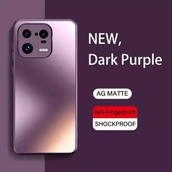 AG силиконовый матовый стеклянный чехол для Xiaomi Mi 14 13 13T 12 12x 12T 11 Ultra 10 Poco F3 F4 F5 Pro матовый противоударный защитный чехол для объектива камеры Xiaomi 14 темно-фиолетового