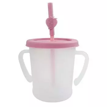 Agaphra Magic Straw Cup S 300мл + силиконовая трубочка + верхняя часть из фруктовой соломки, розовый (соломенная чашка), случайная доставка (булавка сверху), 1 комплект