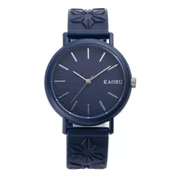 Agarwood Watch with a faint Band Indigo Navy Made in Japan 001J [KAORU] Agarwood Scent
