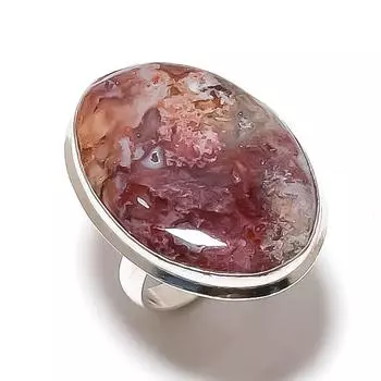 Агат драгоценный камень ручной работы из стерлингового серебра 925 пробы подарочное ювелирное кольцо размер 8 S8n71