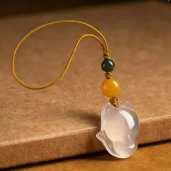 Агат мультфильм лиса телефон цепочка кулон сумка подвеска халцедон брелок U диск монета кошелек украшения