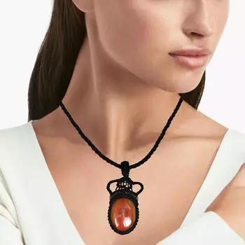 Агатовое ожерелье Красный макраме драгоценный камень Бисерное ожерелье макраме камень красный Ручная работа