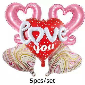 Агатовые воздушные шары из алюминиевой пленки с сердечками для помолвки и свадьбы на День святого Валентина
