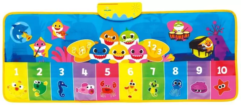 AGATSUMA BABY SHARK Step&Sing Piano Dance Mat Baby Shark Piano Dance Mat Blue