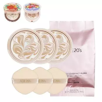 Age20s AGE20s Age20s Essence Cover Pact Flora Нет. 21 Запасной блок x 3, Нет. 21 Светло-бежевый, 3