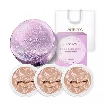 AGE 20 s Essence Cover Pact Shining Drops Cushion 1 футляр + 3 сменных блока SPF50+/PA++++, Увлажнение, Корейская косметика, Kbeauty, образец 21 Pink Latte