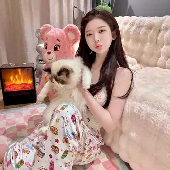 Age-Reducing Spring and Summer Sexy Casual Cartoon Printed Pants Smiley Sling S