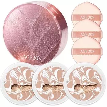 Age to Weness Twinkle Edition Essence Cover Pact Case + сменный блок 12,5 г x 3 шт., белый бежевый (2..., 1 комплект