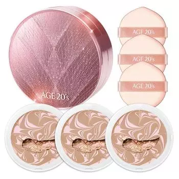 Age to Wenness Twinkle Edition Essence Cover Pact Case + сменный блок 12,5 г x 3 шт., розовый, средне-бежевый..., 1 набор