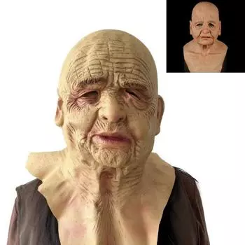 Age wrinkled granny latex mask, party mask One size бежевый