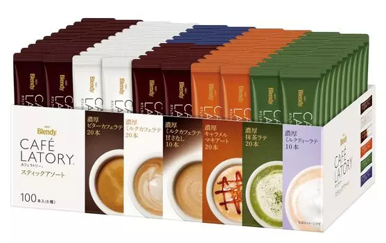 AGF Blendy Cafe Latry Stick Assortment 100 бутылок Bitter Cafe Milk Cafe Caramel Matcha 10 бутылок Milk Cafe Royal Milk [Ассортимент кофе]
