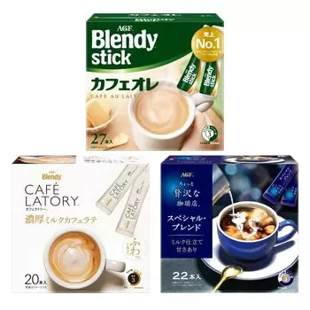AGF Blendy Stick Cafe Latry Немного роскошная кофейня Кофе с молоком Сравнительный набор из 3 видов кофе латте [Кофе в стиках]