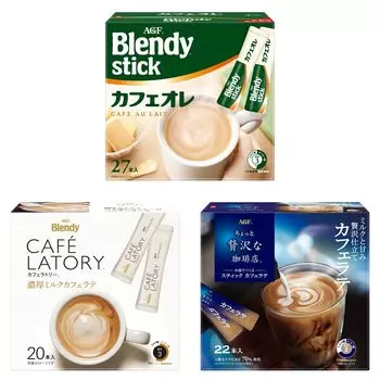 AGF Blendy Stick Cafe Latry Немного роскошная кофейня Кофе с молоком 3 вида кофе латте сравнительный набор [Кофе в стиках] [Маленький подарок]