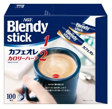 AGF Blendy Stick Coffee au lait Half Calorie 100 Bottles [Кофе в стиках] [Низкоуглеводный]