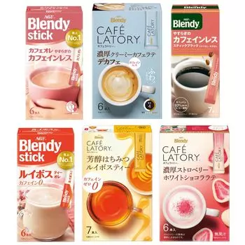 AGF Blendy Stick Latory Decaffeinated 6 видов Сравнительный набор Caf [Кофе] [Без кофеина] [Небольшой подарок] [Ассортимент] [Подарок]