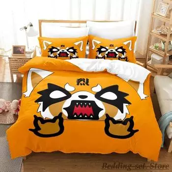 Aggretsuko Bedding Set Single Twin Full Queen King Size Bed Set Aldult Kid Bedroom Duvetcover Sets Anime parure de lit Bed 70x133cm 2pcs