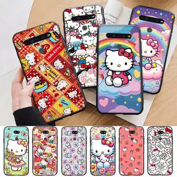 AH33 Милый черный чехол Hello Kitty для Samsung Note 20 Lite S24 Ultra S23 S22 A05 A06 A11 A71 A15 A16 A13 A24 A25 A33 A52 A53 M55 M35 Sofe Cover Samsung M21 кожа буйвола