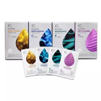 AHC Essential Sheet Mask, 4 types of 25 sheets each, 100 sheets in total, 1 set