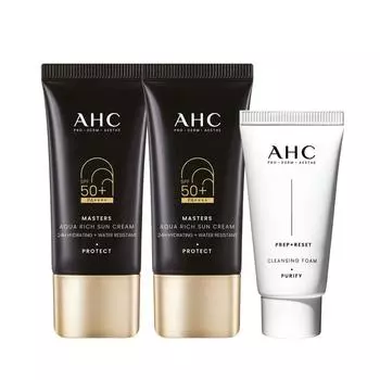 AHC Masters Aquarich Sun Cream Duo Set 30ml+30ml+(GIFT) Cleansing Oil 20ml