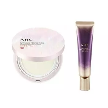 AHC Natural Perfection Double Shield Sun Cushion SPF50 + / PA ++++ 25 г + Антивозрастной крем для глаз 12 мл