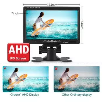 AHD 1080P 7-дюймовый IPS экран автомобильный видеомонитор камера видеонаблюдения система парковки с питанием от прикуривателя