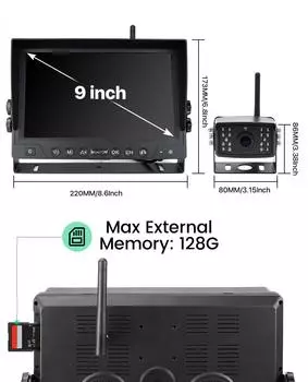 AHD 9 беспроводной AI слепых зон радар BSD сигнализация DVR регистратор разделенный экран монитор с 4 шт ИК камера для грузовик автобус прицеп автомобиль None