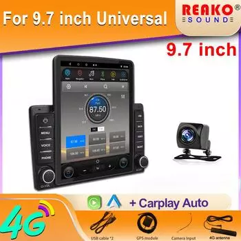 AHD камера Android Car Auto Radio Universal для 9,7 дюймов для Tesla Style Vertical Screen Multimedia Navigation Carplay 2 Din 8 core 2GB+32GB