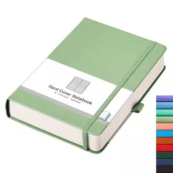 AHGXG Блокнот A5 Classic в горизонтальную линейку, 160 листов, толстый твердый переплет, размер блокнота см x высота 100, высококачественный деловой блокнот светло-зеленый