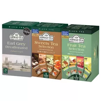 Ahmad Tea Decaffeinated Tea Tea Bags 3 Types Assortment Individually Wrapped 20 Bags x 3 Pieces Earl Gray Fruit Selection Sweets Tea Selection TEA