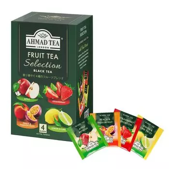 Ahmad Tea Фруктовая коллекция Чайные пакетики 20 пакетиков x 12 штук 4 вида 5 Лимон Персик Маракуйя [Ассорти пакетики Яблоко и Лайм и Фрукты, Клубника]