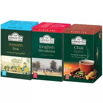 Ahmad Tea Молочный чай для влюбленных Чайные пакетики 3 вида Ассорти в индивидуальной упаковке 20 пакетиков x 3 Ассам Английский завтрак Чай со специями [ассортимент AHMAD]