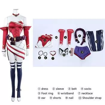 Ahri Cosplay Costume Anime Dress Halloween Roleplay Gifts Performance Stage XXS