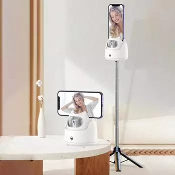 AI Автоматическое отслеживание лица Gimbal Desktop Selfie Стабилизатор для телефона Robot Cameraman Вращение на 360 градусов Нет белый