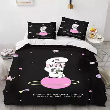 Ai Si Le Bunny 100% полиэстер, комплект постельного белья с принтом аниме, пододеяльник, королева, хлопок, милый принт, мультяшный стеганый чехол EU Single 135x200cm