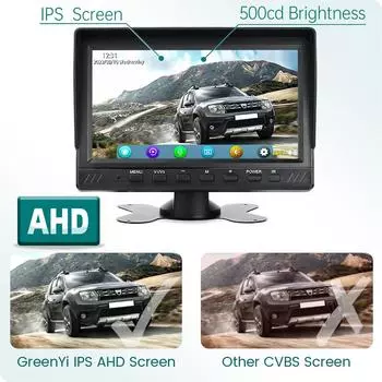 AI Smart Blind Spot Radar Alarm 7 Автомобильный монитор AHD 4CH Split Screen DVR Recorder для грузовиков, автобусов, автофургонов, внедорожников, прицепов, ИК-камер without TF card