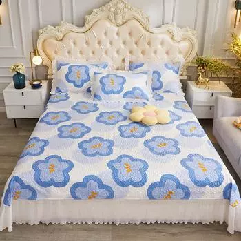 AI WINSURE Хлопковое покрывало для кровати, стеганое покрывало с цветочным принтом, комплект из 3 предметов, королева, король, одинарный, двойной, шифоновый с 2 наволочками Only 2pcs pillowcase