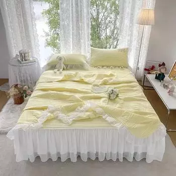 AI WINSURE латексный охлаждающий летний комплект постельного белья 3/4 шт. покрывало с юбкой, одеяло и наволочка размера «queen-king-size» для девочек 120x200cm 47x79inch