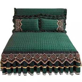 AI WINSURE толстая бархатная юбка-кровать размера «queen-size», двойное стеганое покрывало с кружевными оборками, простыня с 2 наволочками, 3 шт. 150x200cm 59x79inch