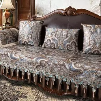 AI WINSURE-Винтажный чехол для дивана с вышивкой из шенилла, нескользящий кожаный чехол для дивана, 1, 2, 3 места, подушка для дивана из европейского жаккарда 58x65