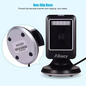 Aibecy 1D 2D QR сканер штрих-кода USB-ридер стол без рук для супермаркета чёрный