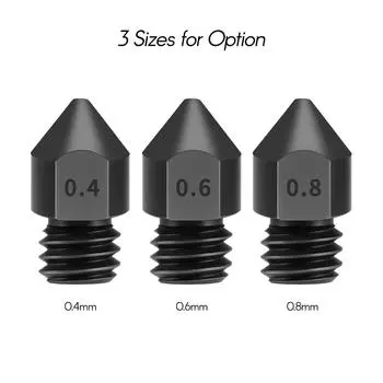 Aibecy 3 шт. насадки из закаленной стали 0,8 мм для 3D-принтера Pro с нитью 1,75 мм 0.6mm чёрный